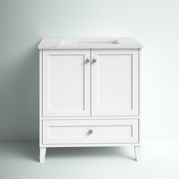 Mercury Row® Aleta 30'' Single Bathroom Vanity with Engineered Marble